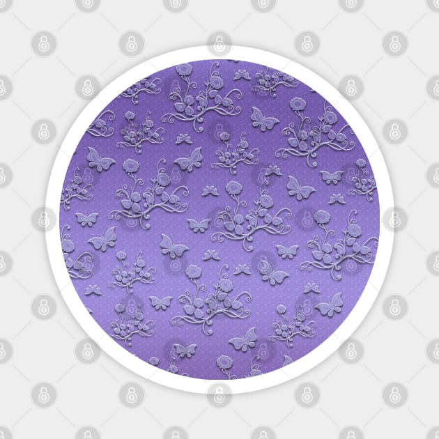 Flowers & butterflies in purple II Magnet by Sinmara